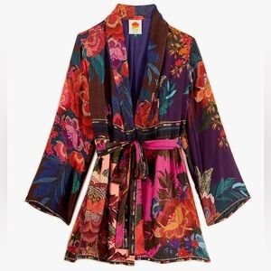 🌺 NWT FARM Rio Flower Scarves Kimono Open Jacket Size XL Rare and Sold Out 🌺